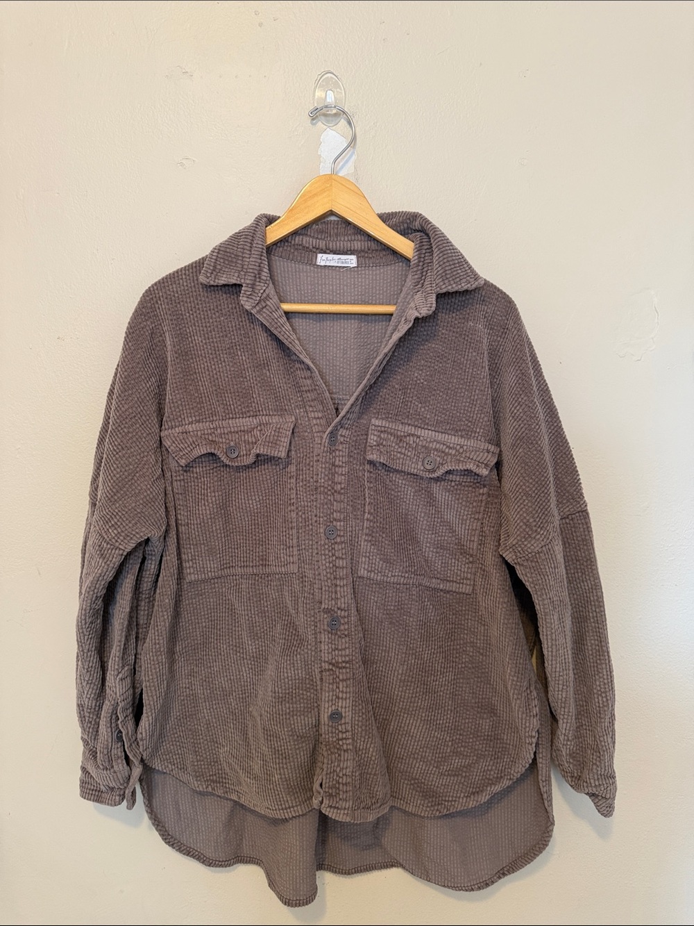 Free People Brown Corduroy Button-Down Shirt